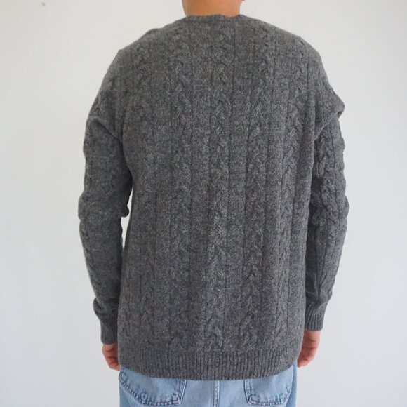 Abercrombie & Fitch Gray Cable Knit Sweater Wool Blend Classic Old Money XL - Picture 2 of 9
